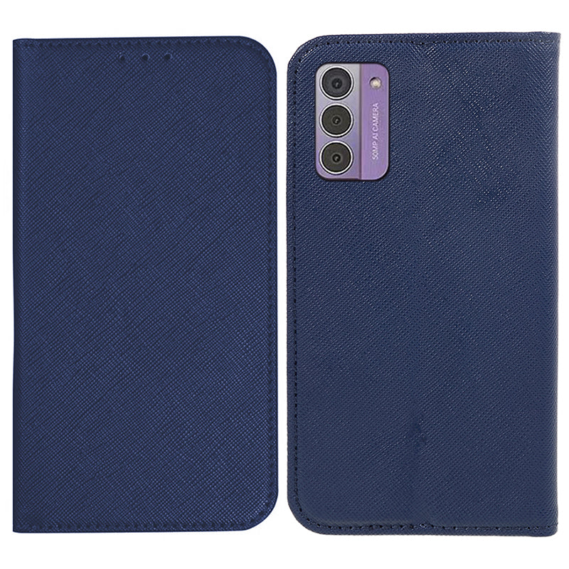 Uniqkart for Nokia G42 Flip Stand Wallet Shell Cross Texture PU Leather Shockproof Phone Case - Dark Blue