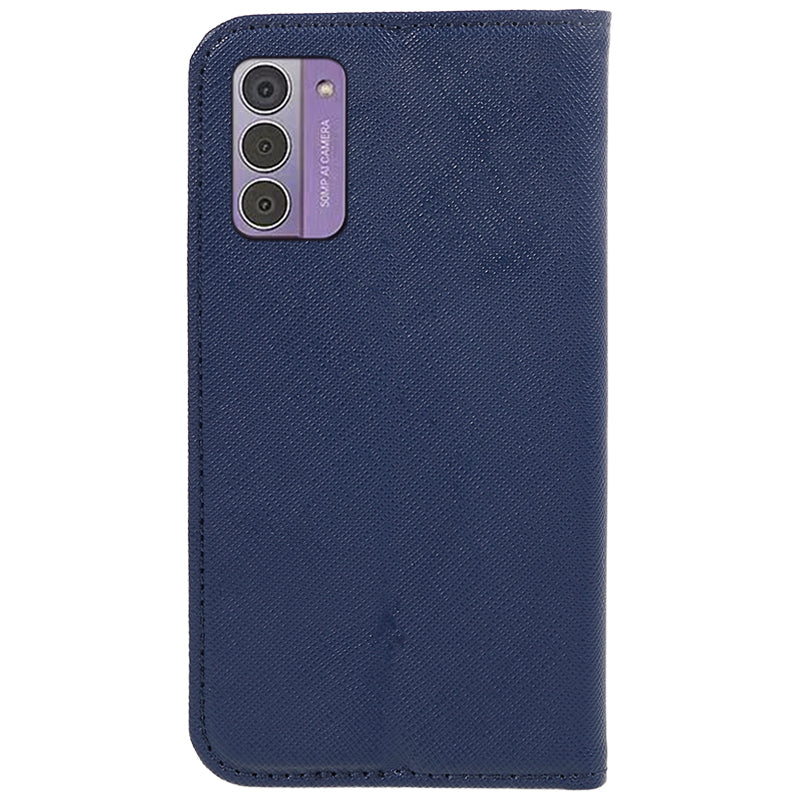 Uniqkart for Nokia G42 Flip Stand Wallet Shell Cross Texture PU Leather Shockproof Phone Case - Dark Blue