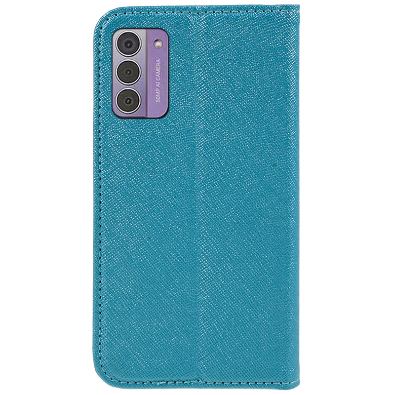 Uniqkart for Nokia G42 Flip Stand Wallet Shell Cross Texture PU Leather Shockproof Phone Case - Sky Blue