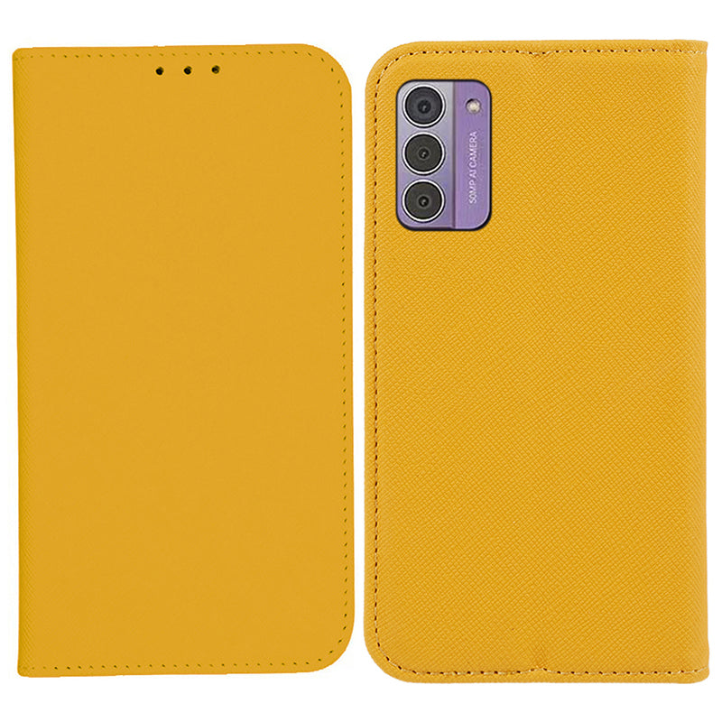 Uniqkart for Nokia G42 Flip Stand Wallet Shell Cross Texture PU Leather Shockproof Phone Case - Yellow