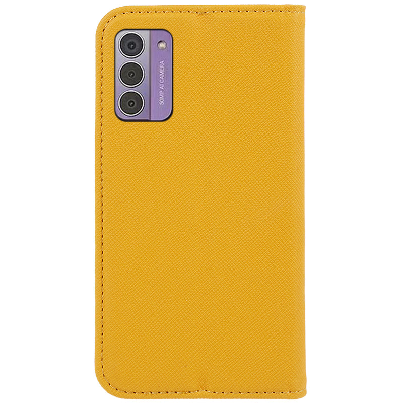 Uniqkart for Nokia G42 Flip Stand Wallet Shell Cross Texture PU Leather Shockproof Phone Case - Yellow