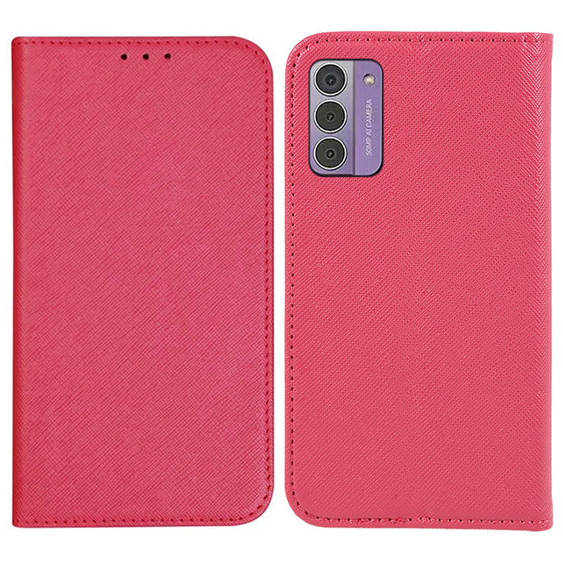 Uniqkart for Nokia G42 Flip Stand Wallet Shell Cross Texture PU Leather Shockproof Phone Case - Pink