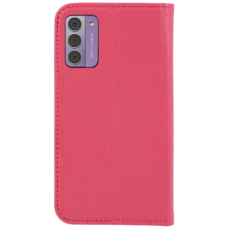 Uniqkart for Nokia G42 Flip Stand Wallet Shell Cross Texture PU Leather Shockproof Phone Case - Pink