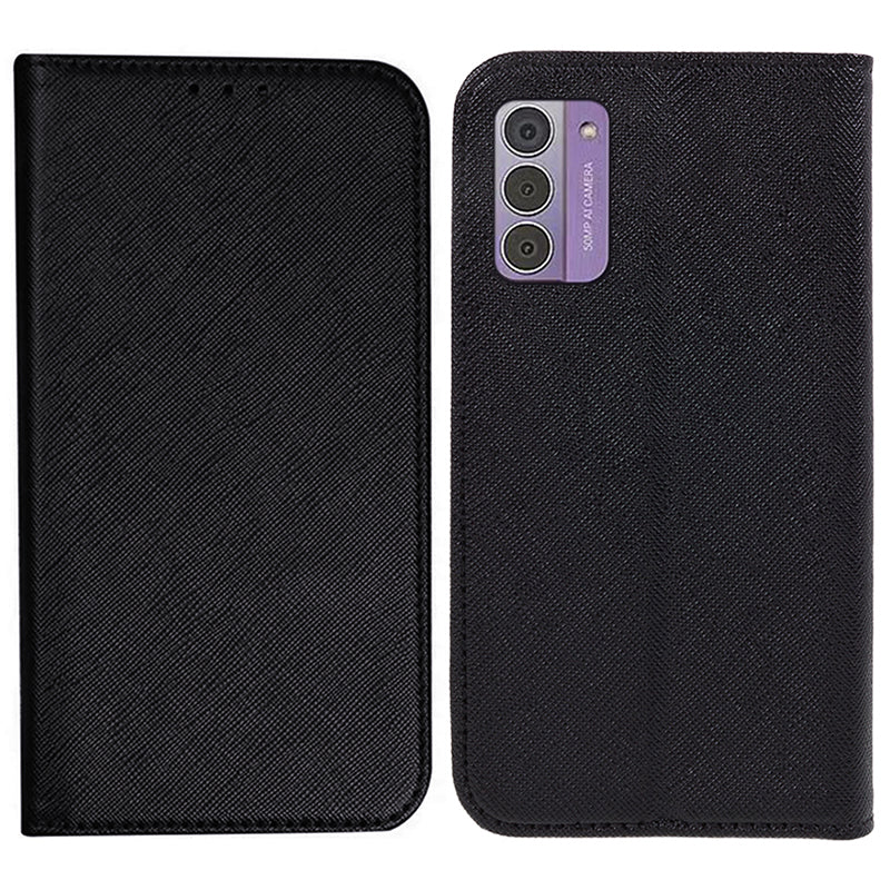 Uniqkart for Nokia G42 Flip Stand Wallet Shell Cross Texture PU Leather Shockproof Phone Case - Black
