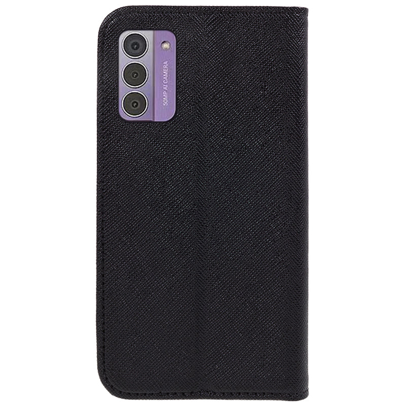Uniqkart for Nokia G42 Flip Stand Wallet Shell Cross Texture PU Leather Shockproof Phone Case - Black
