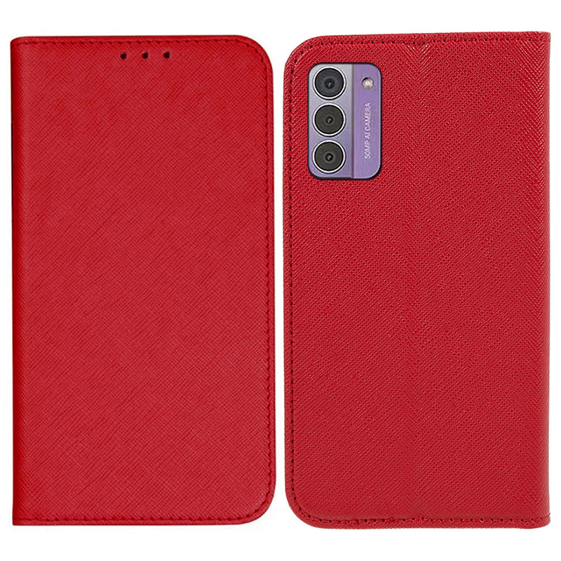 Uniqkart for Nokia G42 Flip Stand Wallet Shell Cross Texture PU Leather Shockproof Phone Case - Red