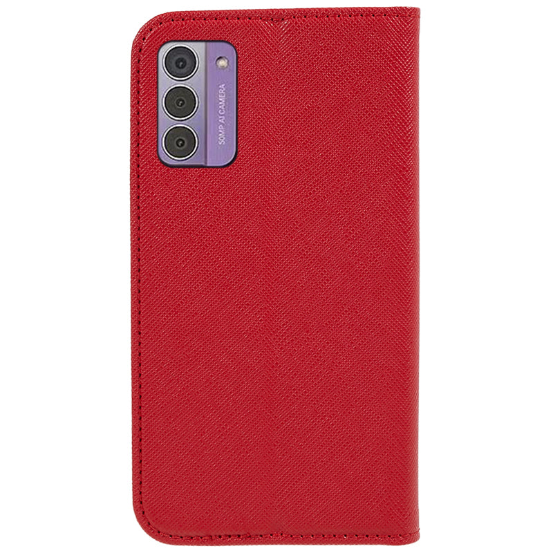Uniqkart for Nokia G42 Flip Stand Wallet Shell Cross Texture PU Leather Shockproof Phone Case - Red