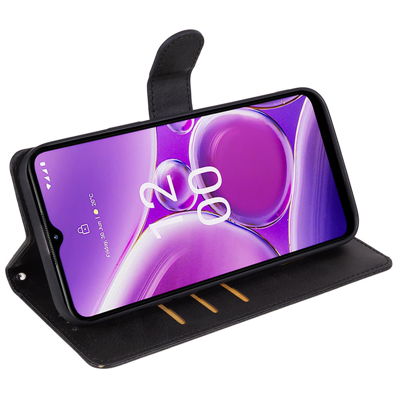 PU Leather Shell for Nokia G42 Calf Texture Cover Wallet Stand Magnetic Clasp Phone Case - Black