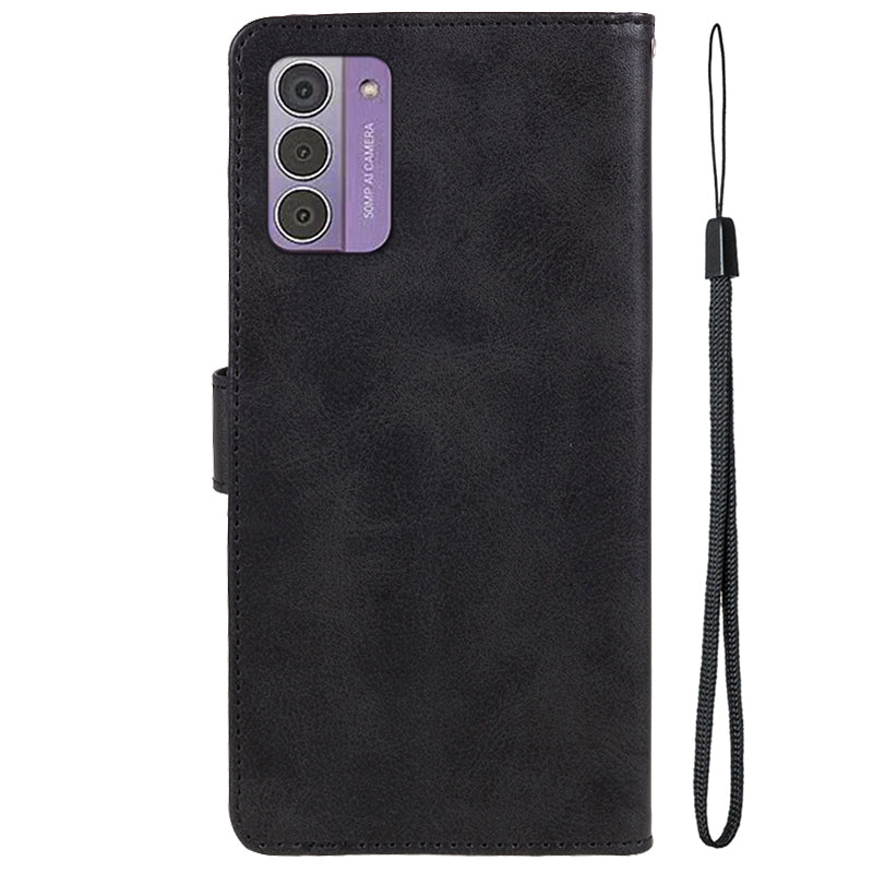PU Leather Shell for Nokia G42 Calf Texture Cover Wallet Stand Magnetic Clasp Phone Case - Black