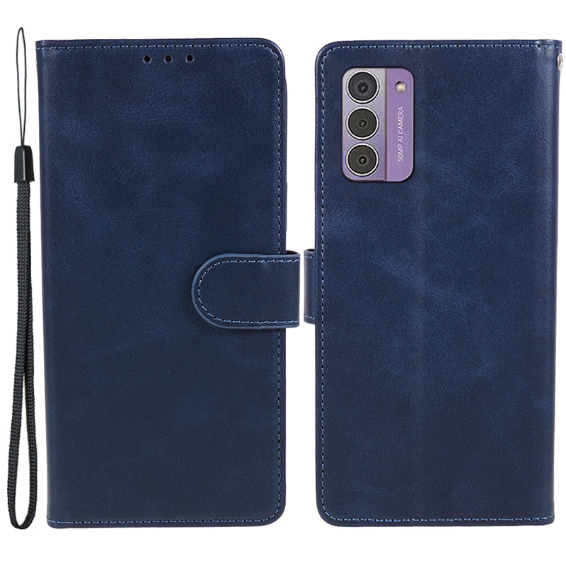 PU Leather Shell for Nokia G42 Calf Texture Cover Wallet Stand Magnetic Clasp Phone Case - Blue