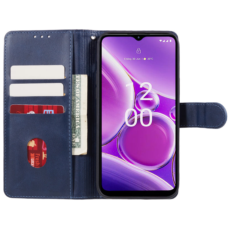 PU Leather Shell for Nokia G42 Calf Texture Cover Wallet Stand Magnetic Clasp Phone Case - Blue