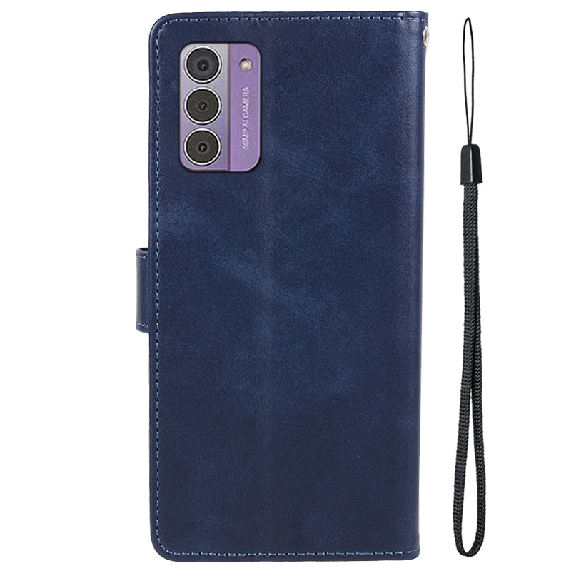 PU Leather Shell for Nokia G42 Calf Texture Cover Wallet Stand Magnetic Clasp Phone Case - Blue