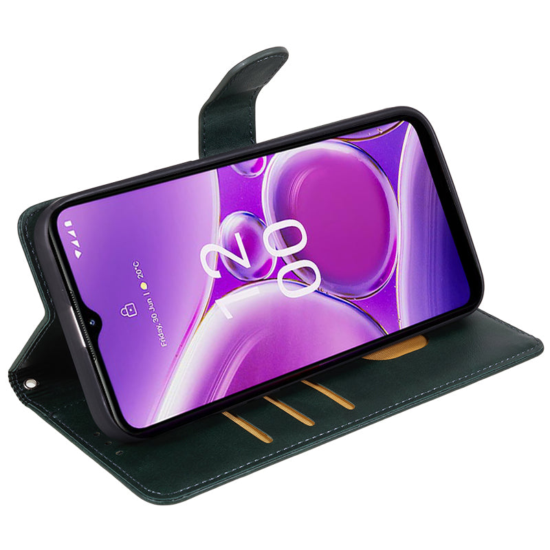 PU Leather Shell for Nokia G42 Calf Texture Cover Wallet Stand Magnetic Clasp Phone Case - Midnight Green