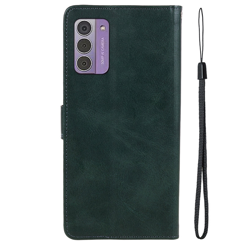 PU Leather Shell for Nokia G42 Calf Texture Cover Wallet Stand Magnetic Clasp Phone Case - Midnight Green