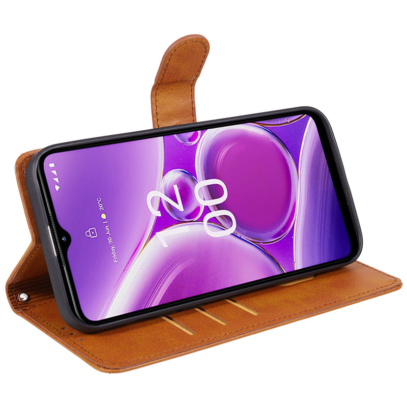 PU Leather Shell for Nokia G42 Calf Texture Cover Wallet Stand Magnetic Clasp Phone Case - Khaki