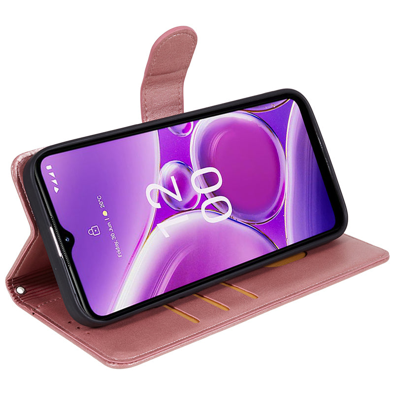 PU Leather Shell for Nokia G42 Calf Texture Cover Wallet Stand Magnetic Clasp Phone Case - Rose Gold