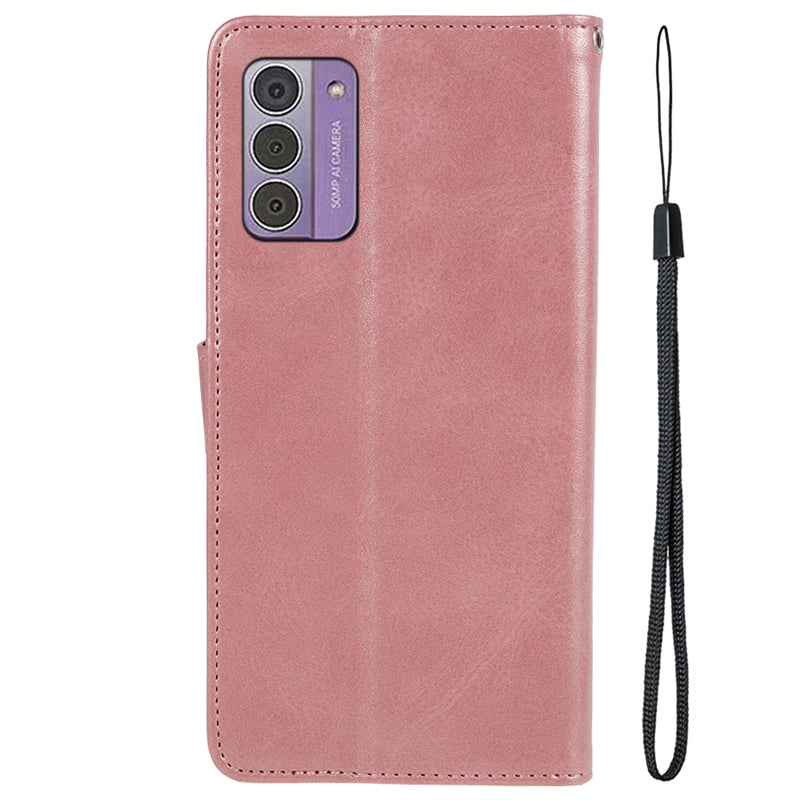 PU Leather Shell for Nokia G42 Calf Texture Cover Wallet Stand Magnetic Clasp Phone Case - Rose Gold