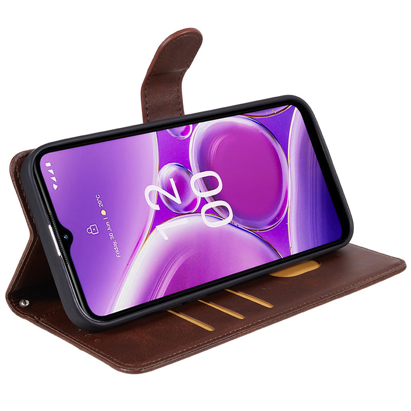 PU Leather Shell for Nokia G42 Calf Texture Cover Wallet Stand Magnetic Clasp Phone Case - Brown