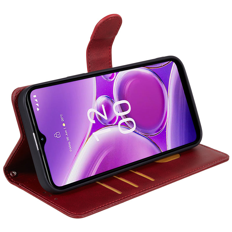 PU Leather Shell for Nokia G42 Calf Texture Cover Wallet Stand Magnetic Clasp Phone Case - Red