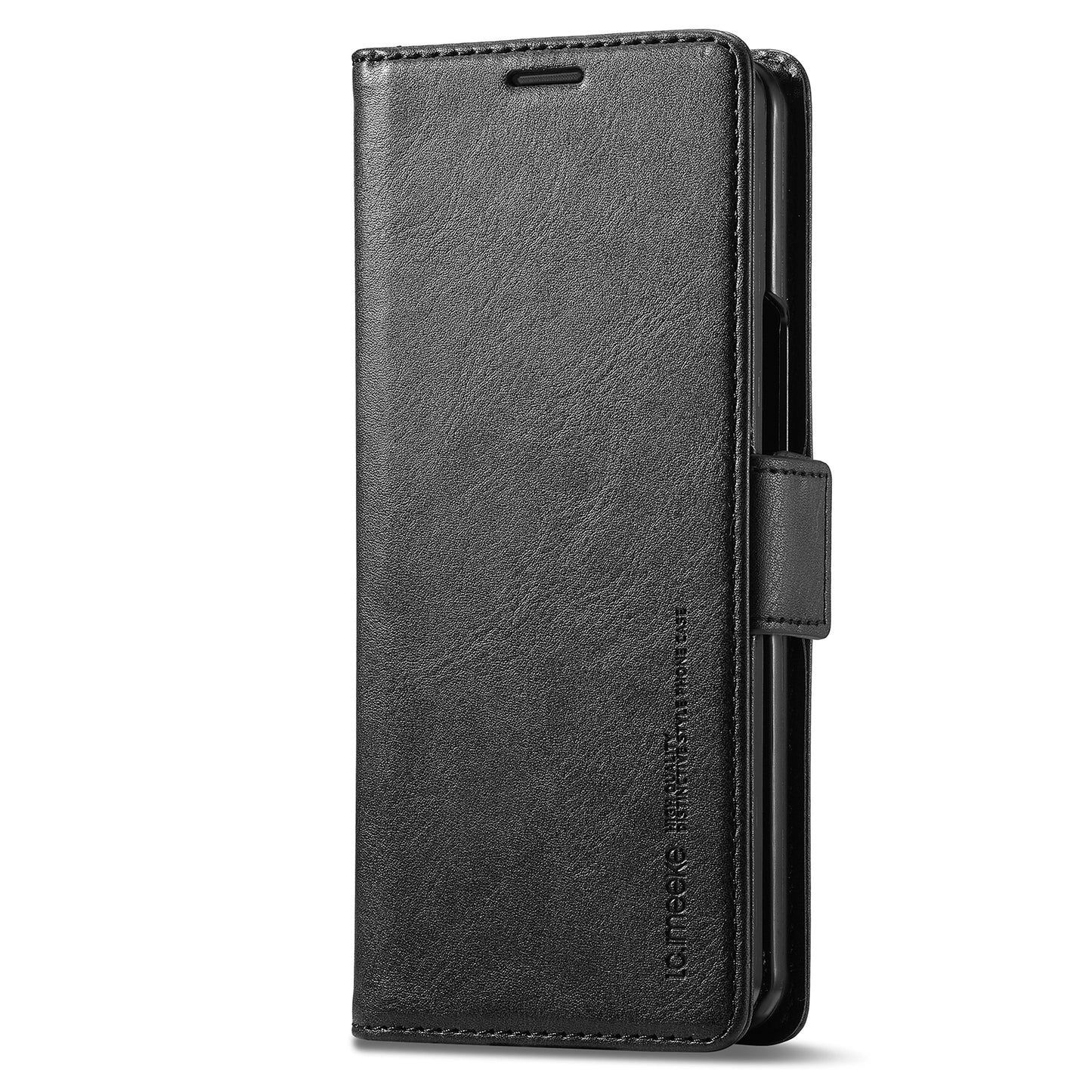 Uniqkart For Samsung Galaxy Z Fold5 5G RFID Blocking Phone Case Wallet PU Leather Stand Cover - Black