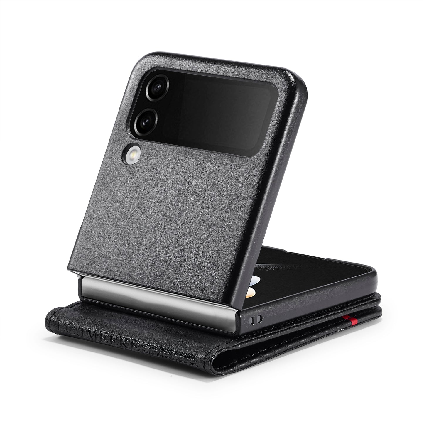 LC.IMEEKE Leather Phone Case for Samsung Galaxy Z Flip4 5G , Carbon Fiber Texture Card Slot Cover - Vertical Stripe