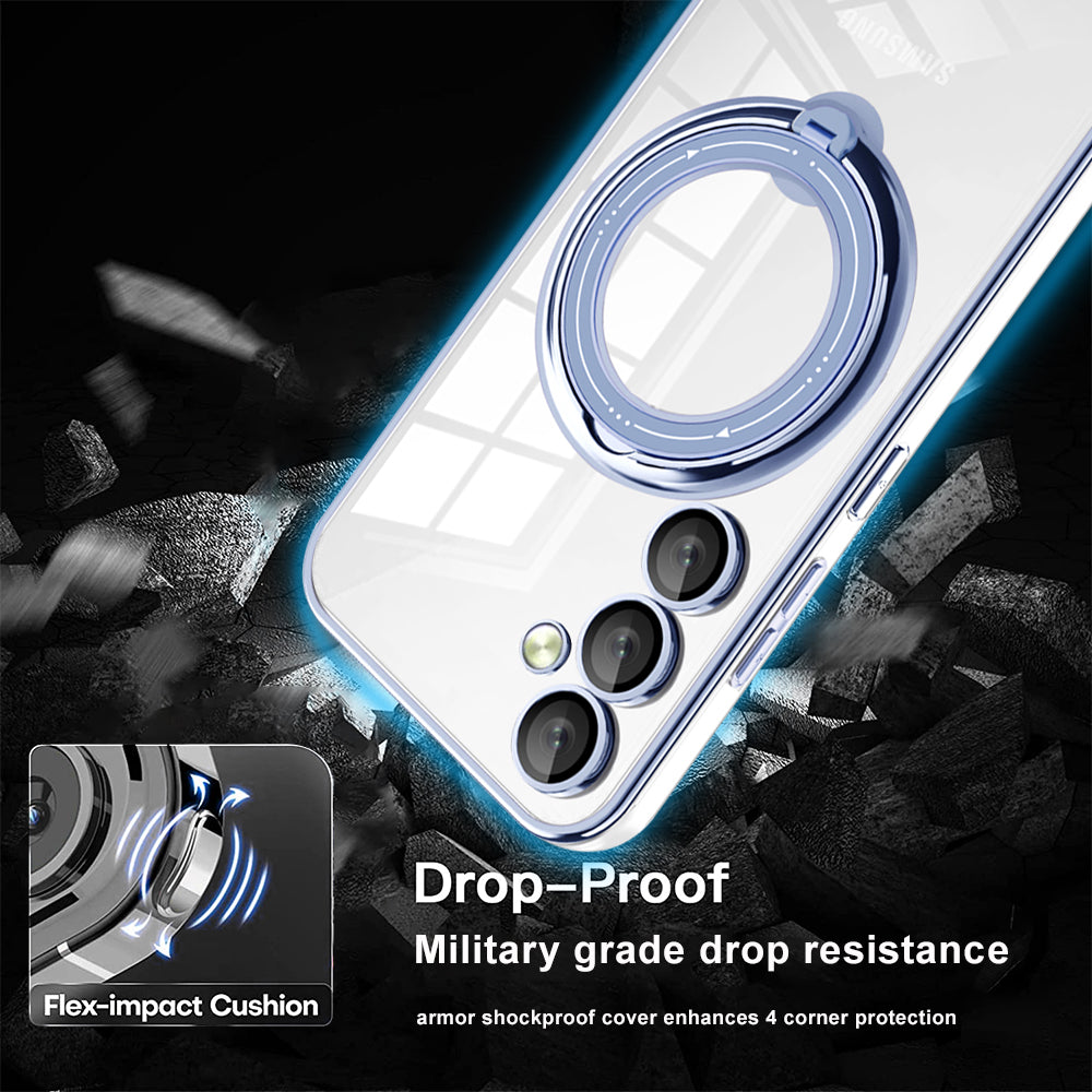 Phone Case for Samsung Galaxy A54 5G PC+TPU Rotation Kickstand Cover Compatible with MagSafe - Black