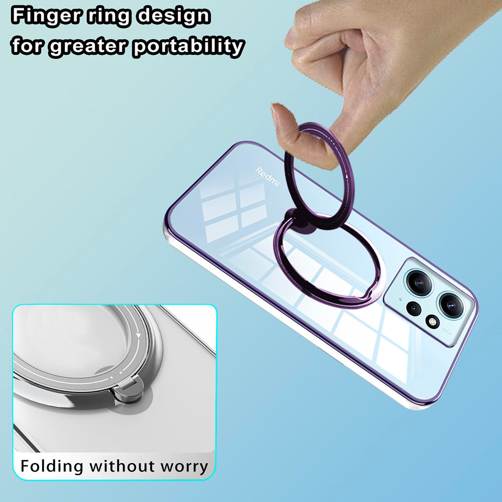 Uniqkart for Xiaomi Redmi Note 12 4G Anti-drop Phone Case PC+TPU Ring Kickstand Cover Compatible with MagSafe - Blue