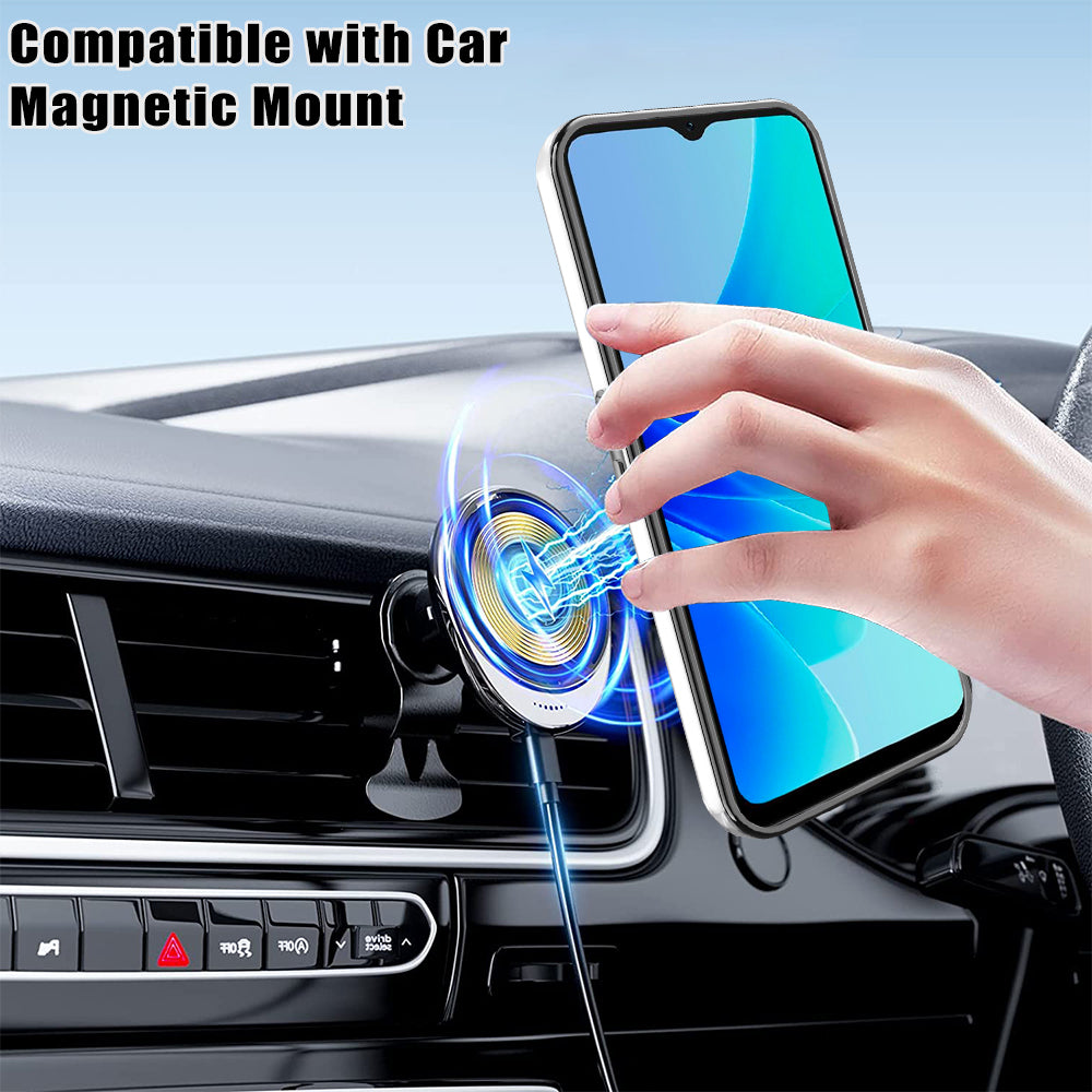 Anti-drop Phone Case for Oppo A57 (2022) 5G PC+TPU Ring Kickstand Cover Compatible with MagSafe - Blue