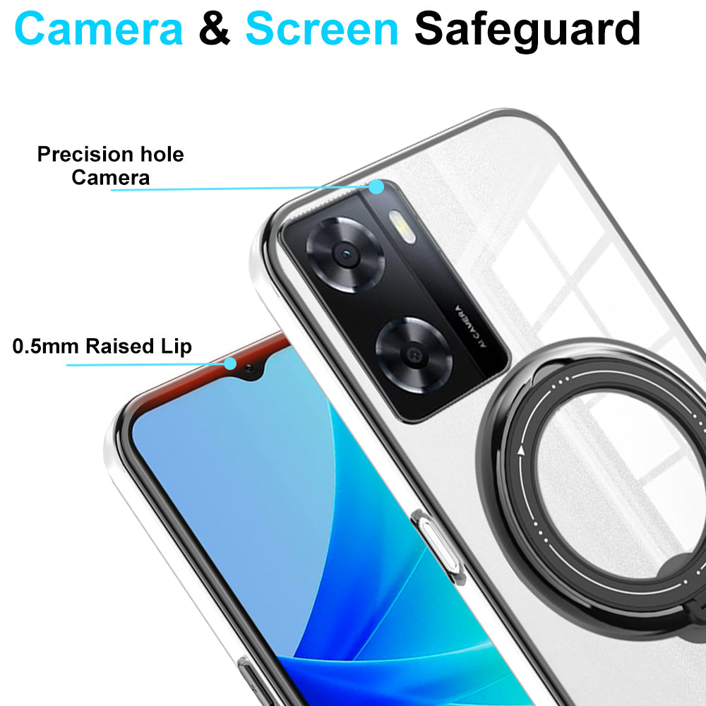 Anti-drop Phone Case for Oppo A57 (2022) 5G PC+TPU Ring Kickstand Cover Compatible with MagSafe - Purple