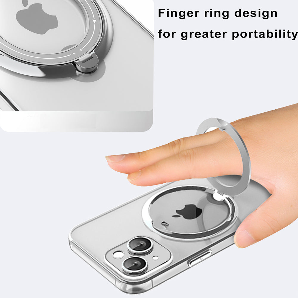 PC+TPU Phone Case for iPhone 12 Pro 6.1 inch Rotating Kickstand Phone Cover Shockproof Case Compatible with MagSafe - Silver