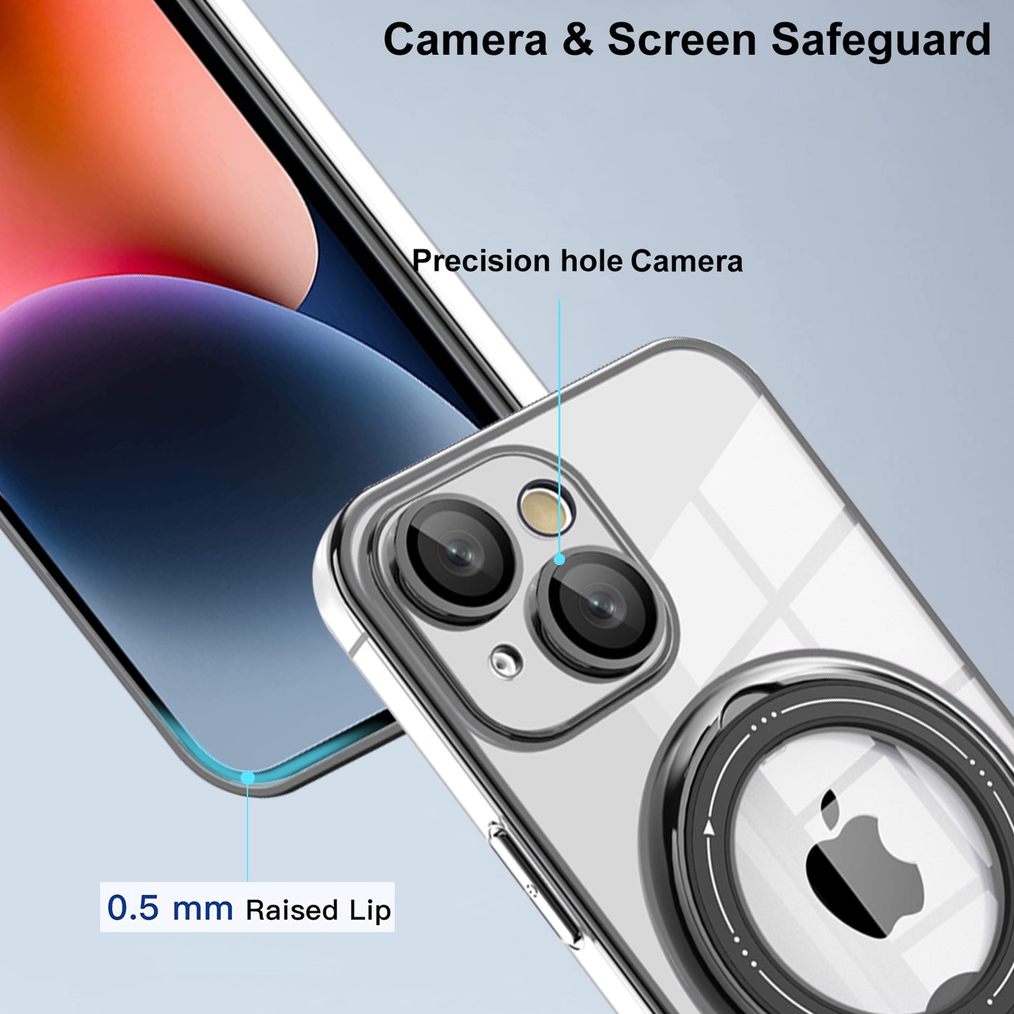 PC+TPU Phone Case for iPhone 12 Pro 6.1 inch Rotating Kickstand Phone Cover Shockproof Case Compatible with MagSafe - Black