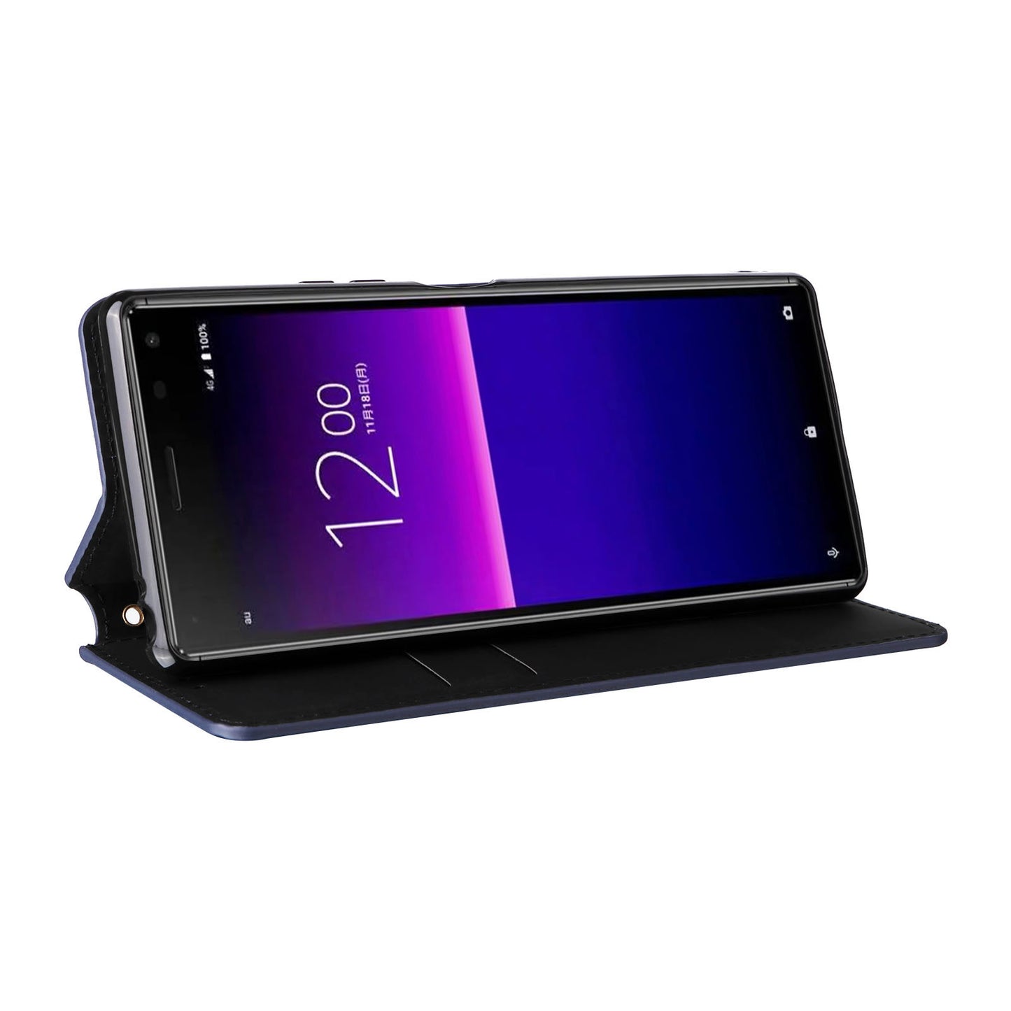 Rhombus Imprinted Cover for Sony Xperia 8 Flip Stand PU Leather Wallet Phone Case - Blue