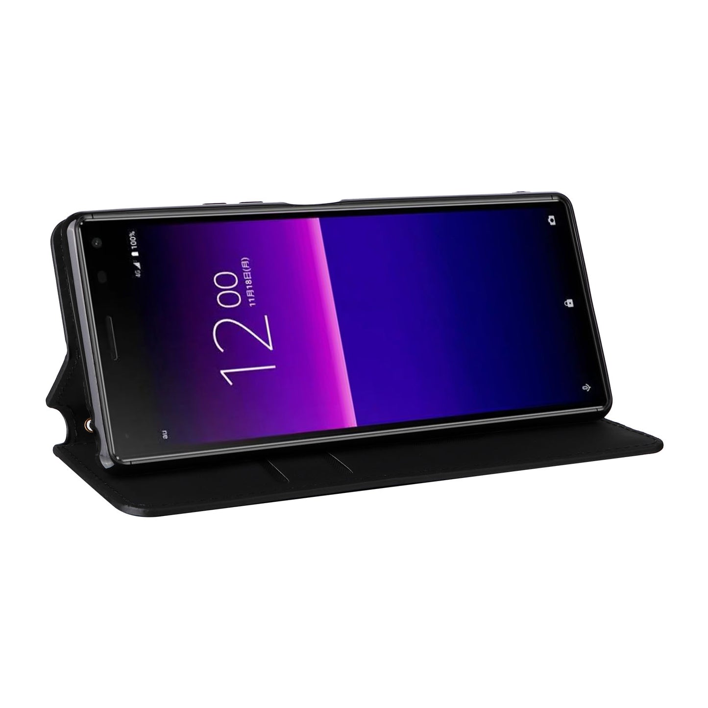 Rhombus Imprinted Cover for Sony Xperia 8 Flip Stand PU Leather Wallet Phone Case - Black