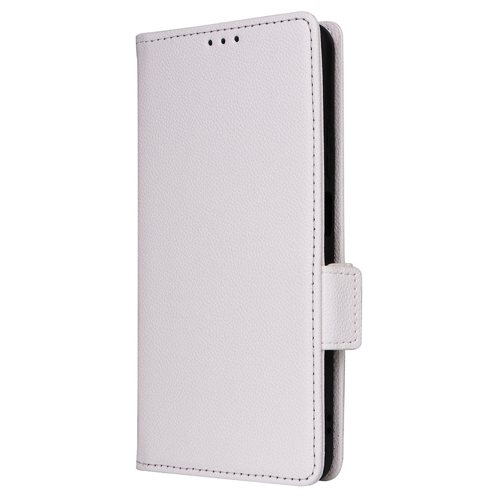 Uniqkart for Xiaomi Civi 3 5G Wallet Case PU Leather Litchi Texture Stand Protective Cover with Hand Strap - White