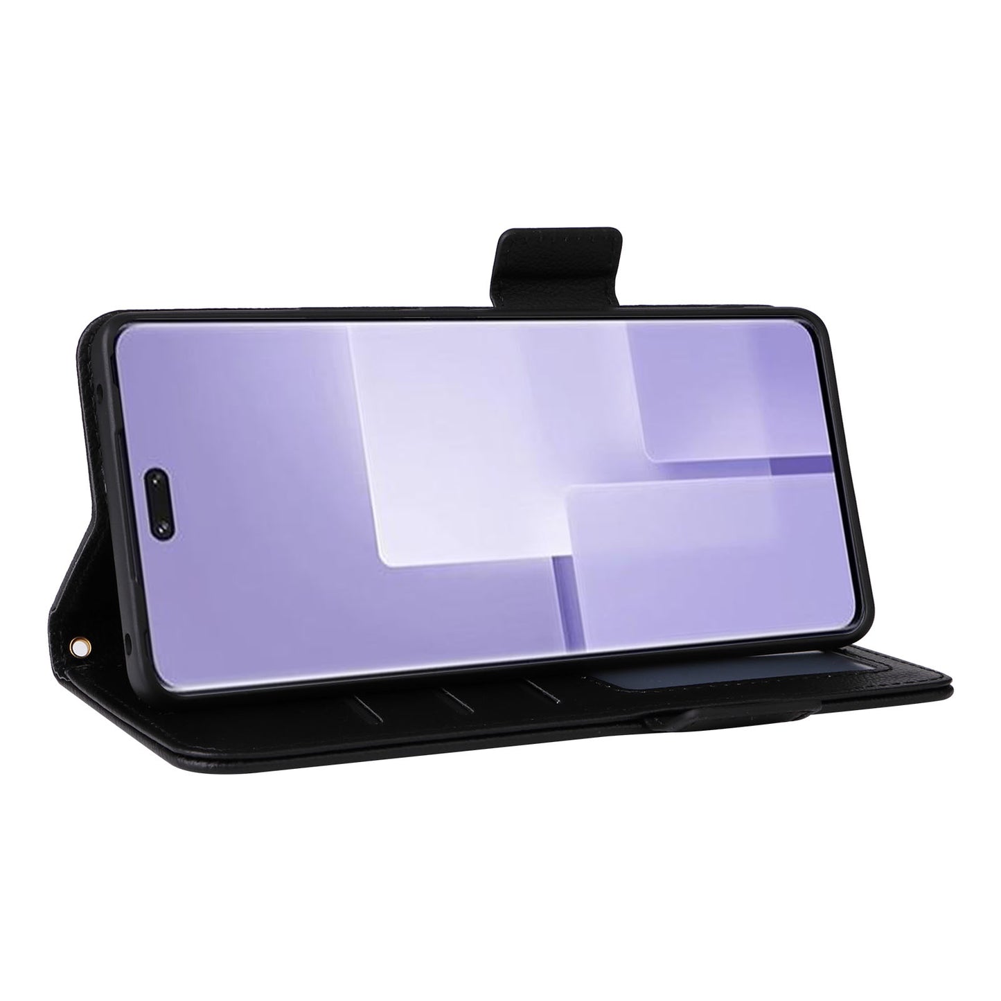 Uniqkart for Xiaomi Civi 3 5G Wallet Case PU Leather Litchi Texture Stand Protective Cover with Hand Strap - Black