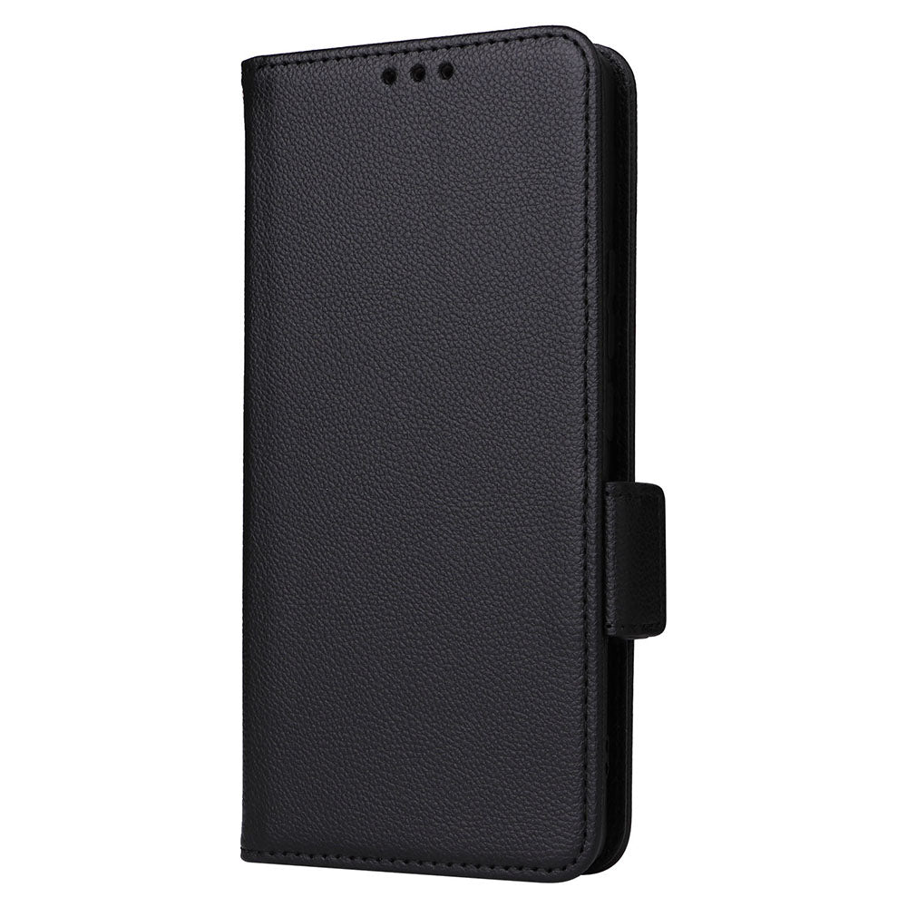Uniqkart for Xiaomi Civi 3 5G Wallet Case PU Leather Litchi Texture Stand Protective Cover with Hand Strap - Black