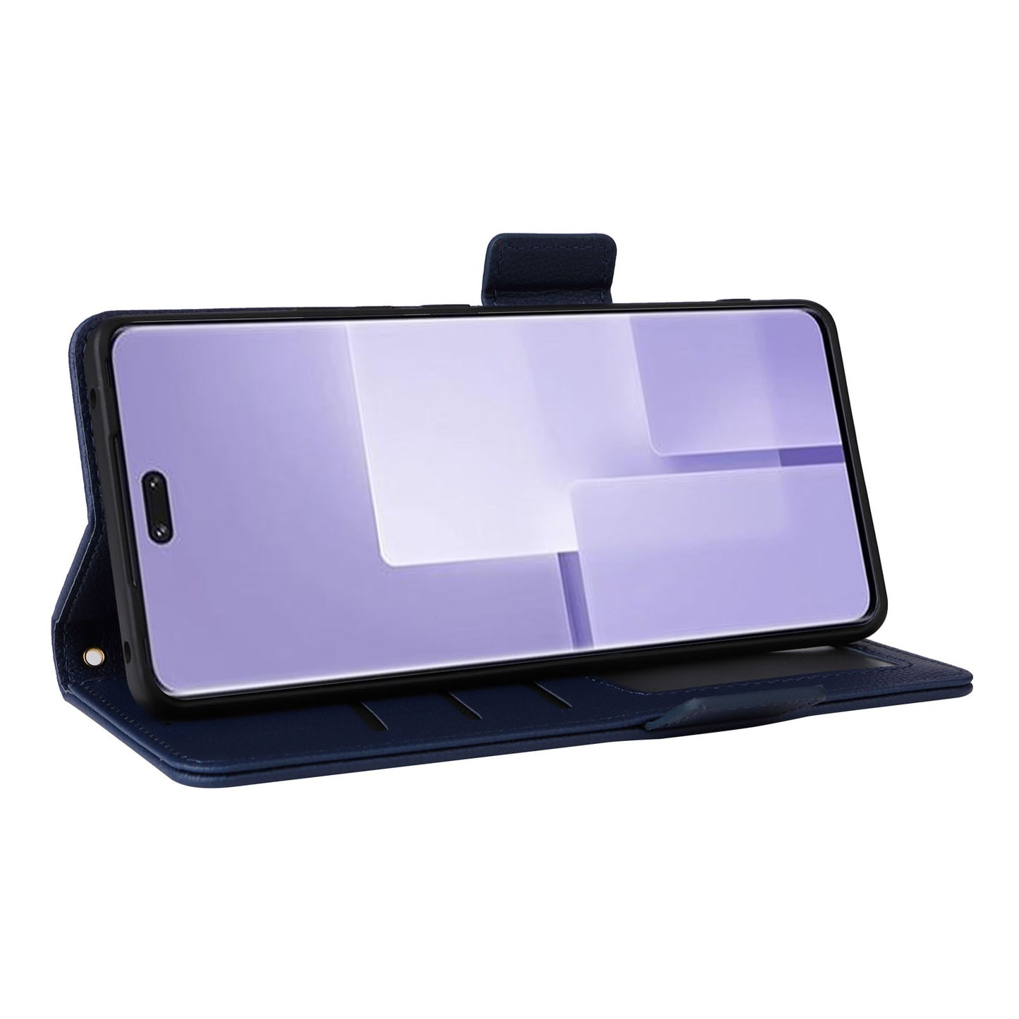 Uniqkart for Xiaomi Civi 3 5G Wallet Case PU Leather Litchi Texture Stand Protective Cover with Hand Strap - Dark Blue