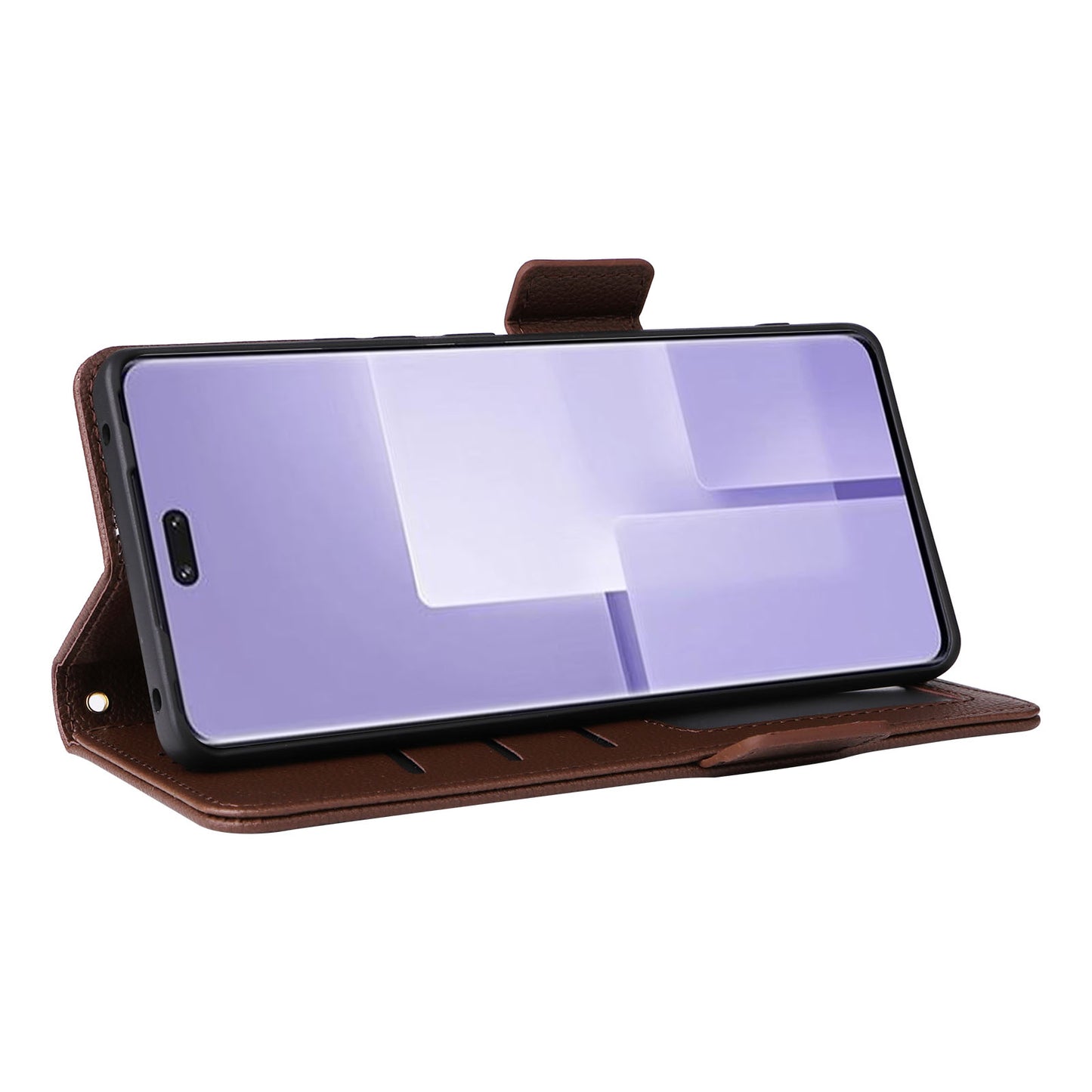 Uniqkart for Xiaomi Civi 3 5G Wallet Case PU Leather Litchi Texture Stand Protective Cover with Hand Strap - Brown