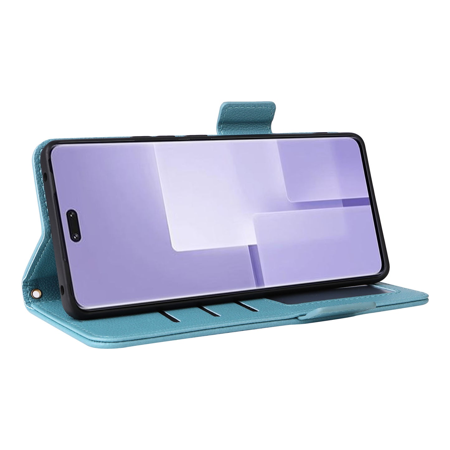 Uniqkart for Xiaomi Civi 3 5G Wallet Case PU Leather Litchi Texture Stand Protective Cover with Hand Strap - Baby Blue