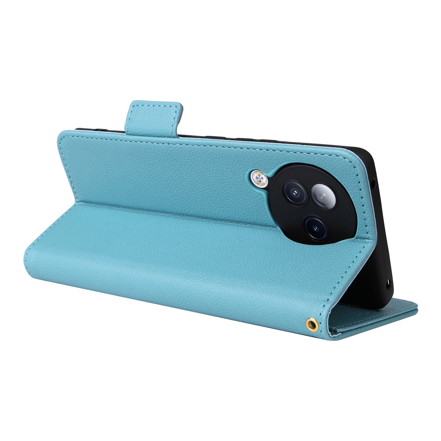 Uniqkart for Xiaomi Civi 3 5G Wallet Case PU Leather Litchi Texture Stand Protective Cover with Hand Strap - Baby Blue