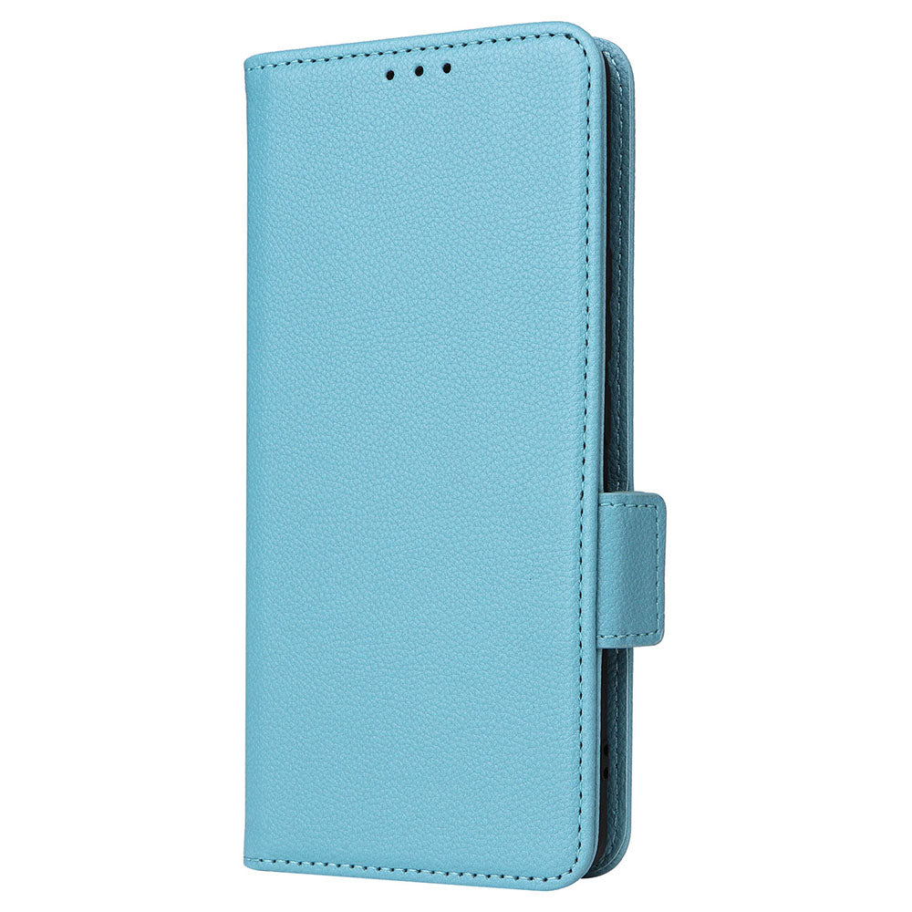 Uniqkart for Xiaomi Civi 3 5G Wallet Case PU Leather Litchi Texture Stand Protective Cover with Hand Strap - Baby Blue