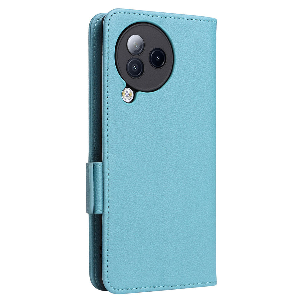 Uniqkart for Xiaomi Civi 3 5G Wallet Case PU Leather Litchi Texture Stand Protective Cover with Hand Strap - Baby Blue