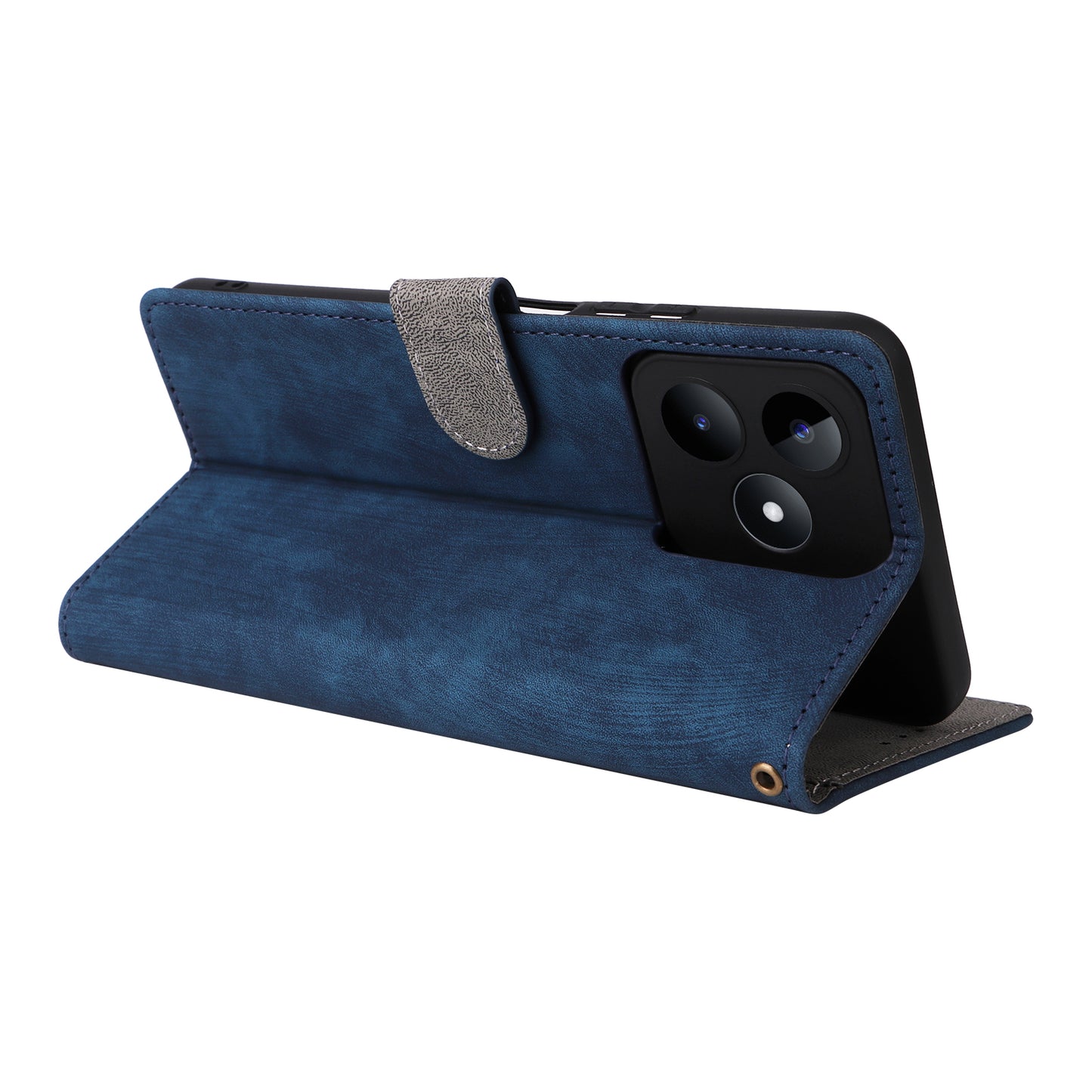Uniqkart for Realme C53 4G / Narzo N53 4G RFID Blocking Wallet Phone Cover Anti-drop Leather Stand Case - Blue