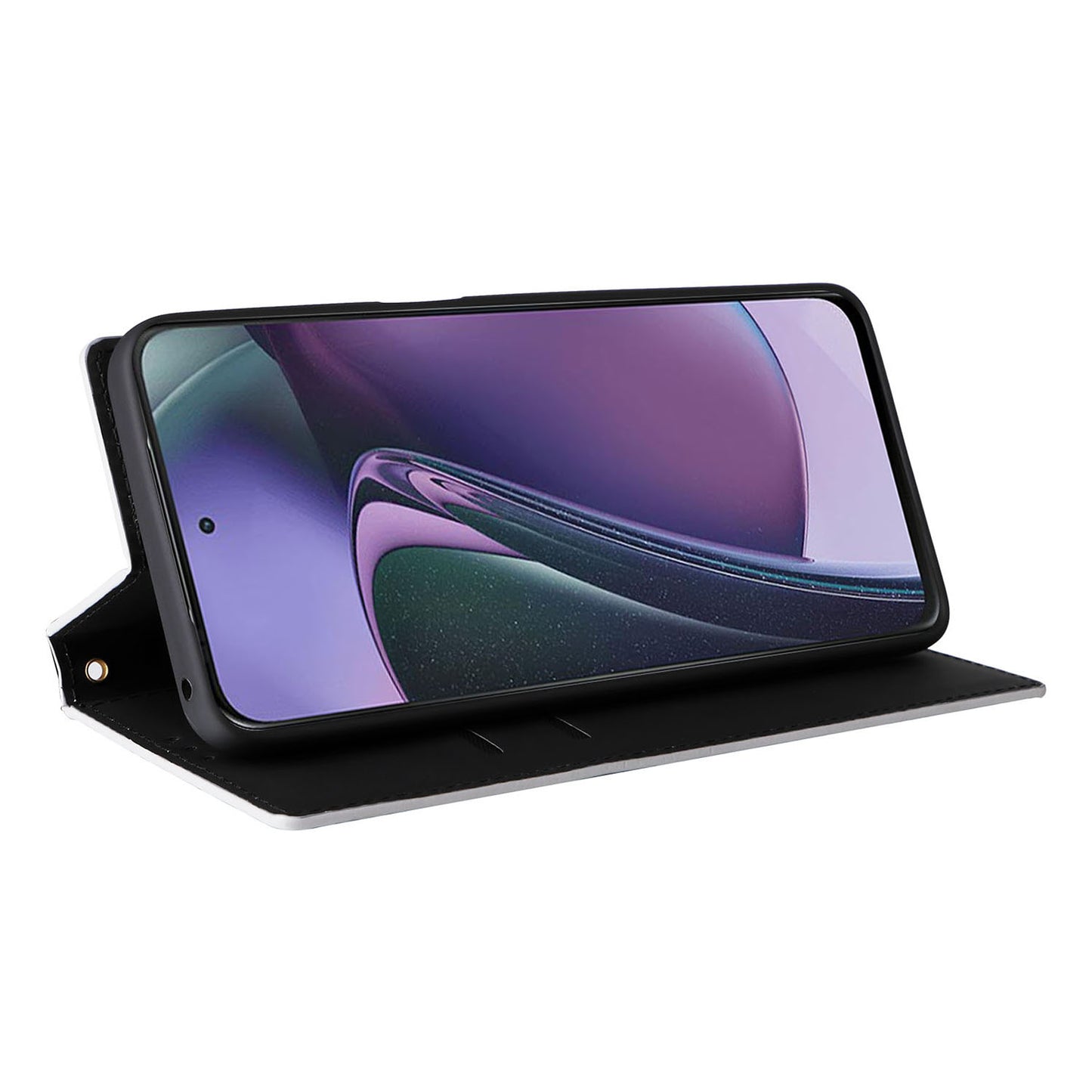 PU Leather Wallet Cover for Motorola Moto G Stylus (2023) Rhombus Imprinted Stand Phone Case - Silver