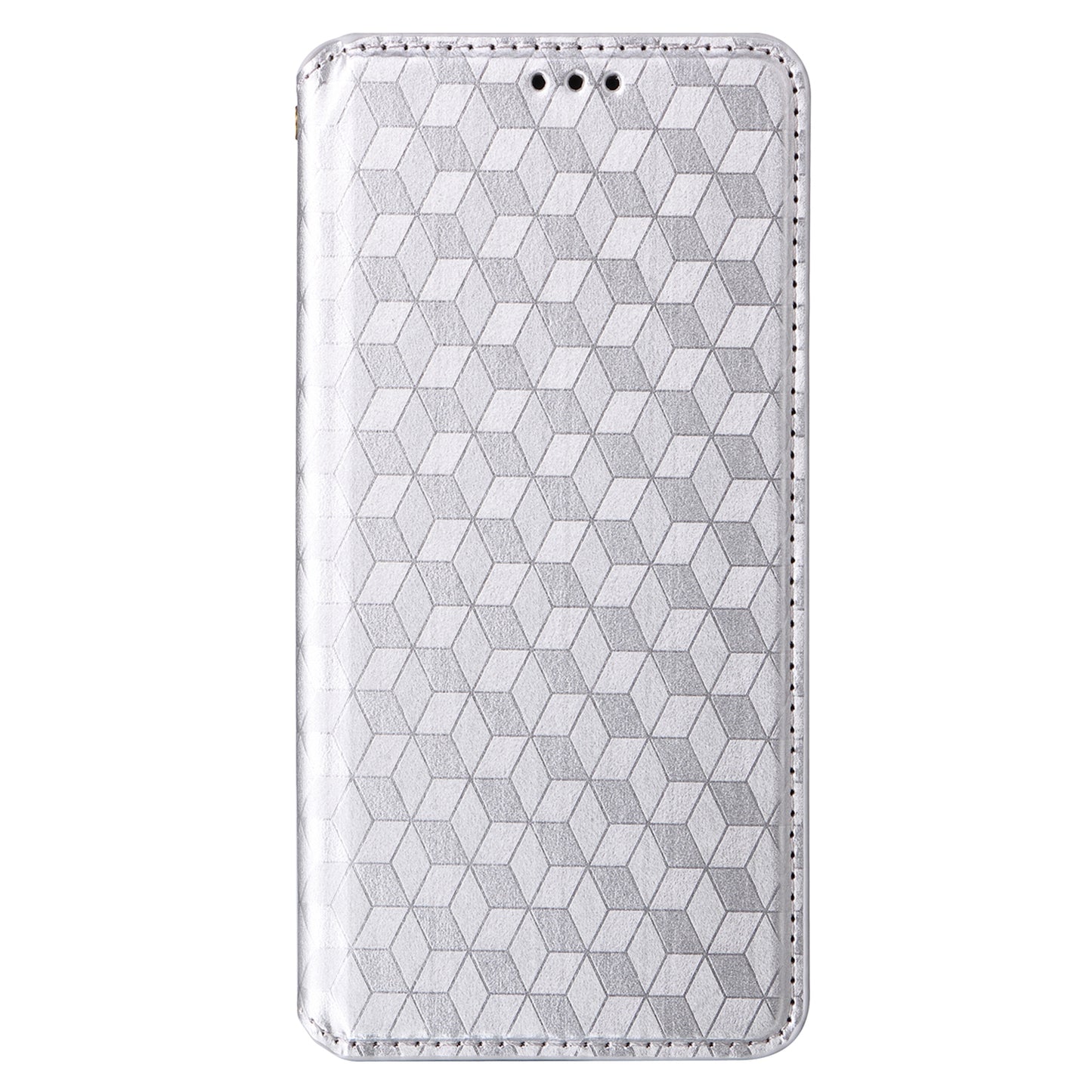 PU Leather Wallet Cover for Motorola Moto G Stylus (2023) Rhombus Imprinted Stand Phone Case - Silver