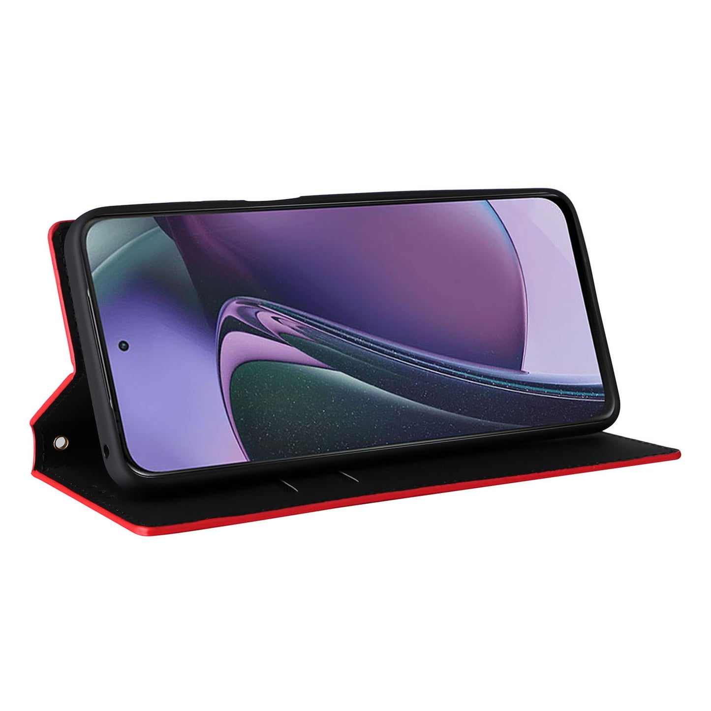 PU Leather Wallet Cover for Motorola Moto G Stylus (2023) Rhombus Imprinted Stand Phone Case - Red