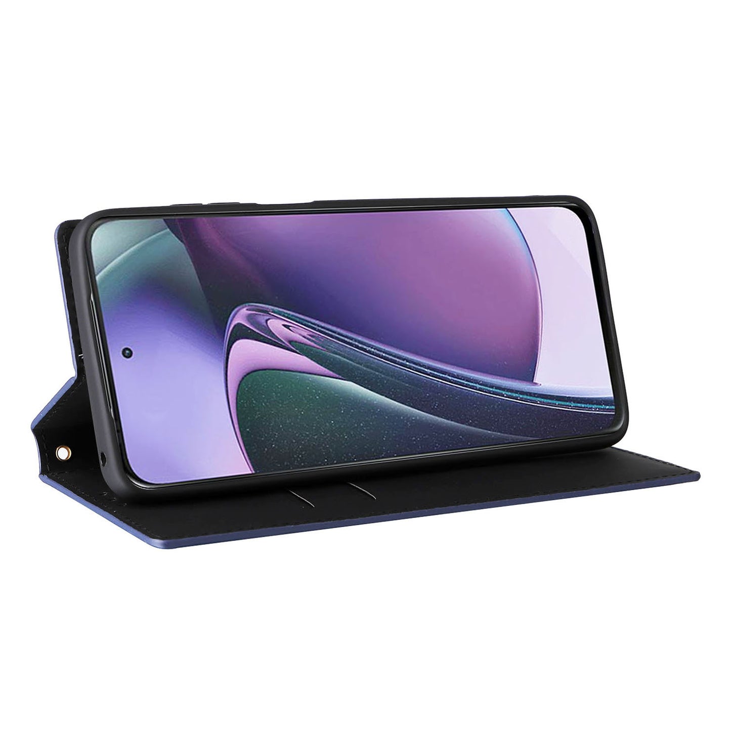 PU Leather Wallet Cover for Motorola Moto G Stylus (2023) Rhombus Imprinted Stand Phone Case - Blue