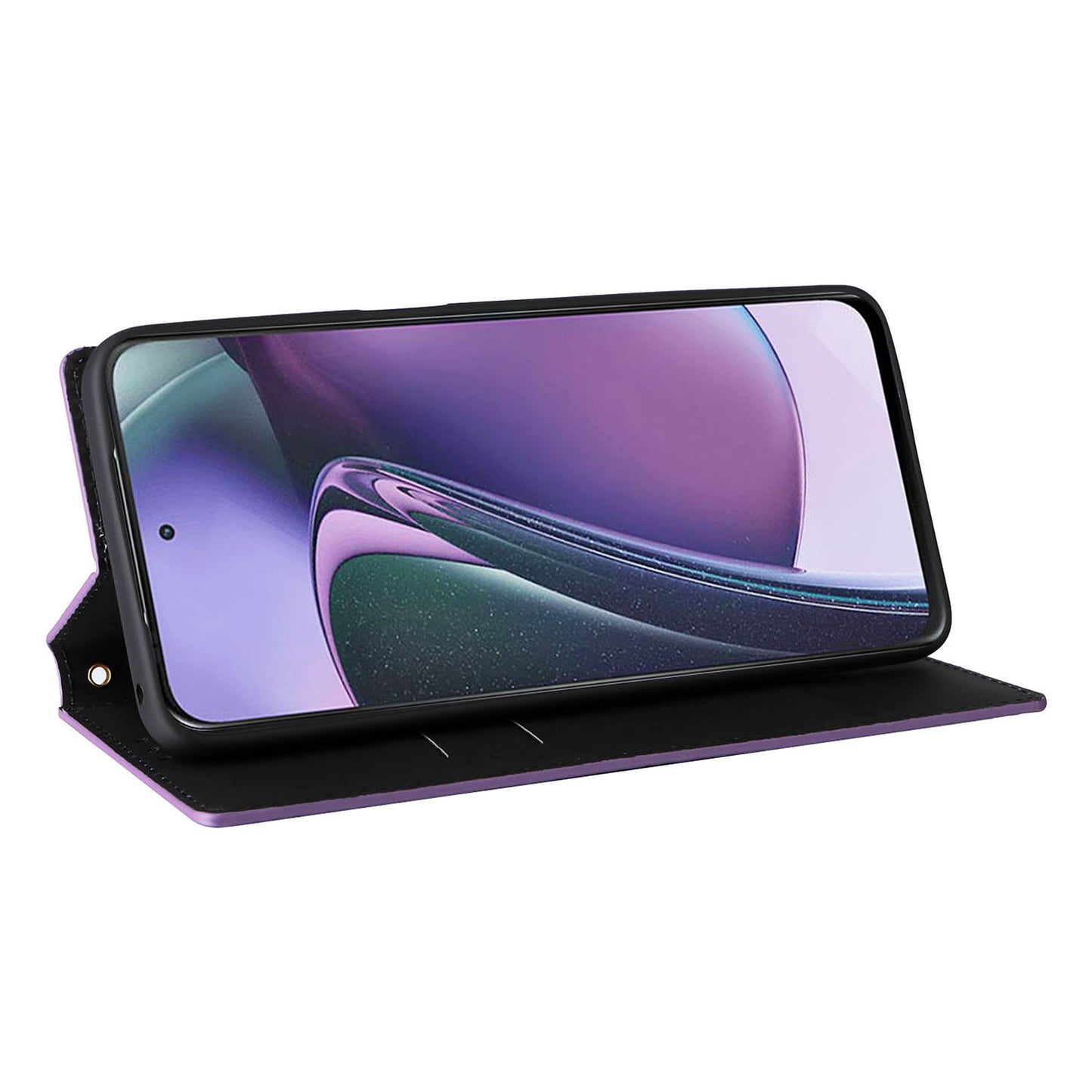 PU Leather Wallet Cover for Motorola Moto G Stylus (2023) Rhombus Imprinted Stand Phone Case - Purple