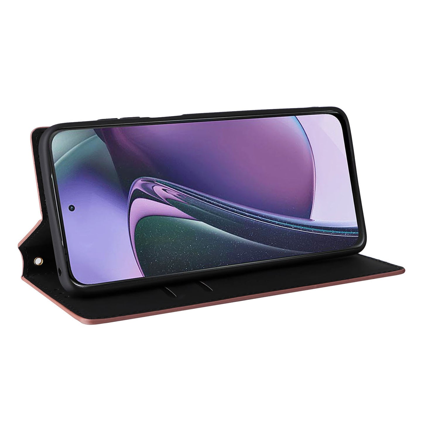 PU Leather Wallet Cover for Motorola Moto G Stylus (2023) Rhombus Imprinted Stand Phone Case - Brown