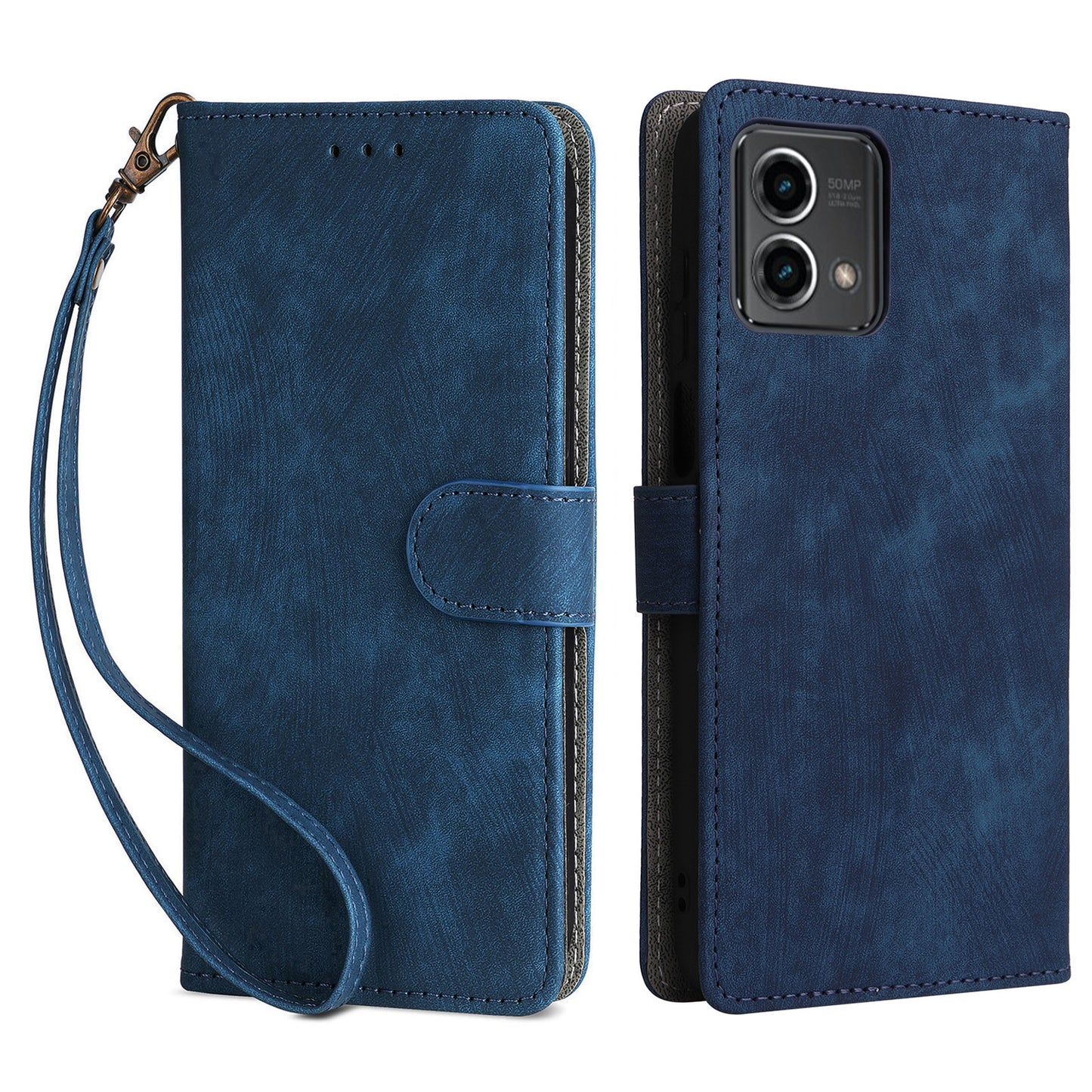 Uniqkart for Motorola Moto G Stylus (2023) Drop-proof Phone Cover RFID Blocking Wallet Stand Leather Case - Blue